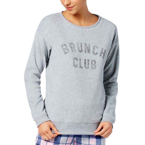 Jenni by Jennifer Moore Women's Brunch Club Fleece Pajama Top, Grey, S