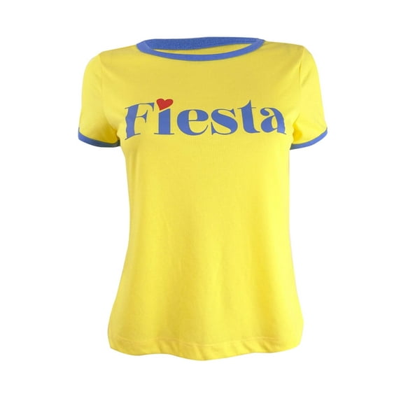 Jenni by Jennifer Moore Women's Ringer Pajama T-Shirt (XS, Fiesta)