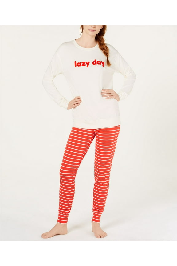 Women's Tunic & Legging Pajama Set Lazt Day Red Stripe M
