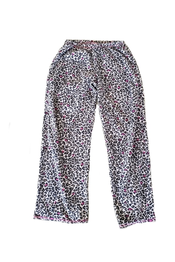 Womens Cheetah Print Pajama Pants,Black/Pink,XX-Large
