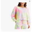 thumbnail image 1 of Jenni by Jennifer Moore Womens Cotton French Terry Raw Hem Crew Sleep Pajama Top, X-Small, 1 of 1