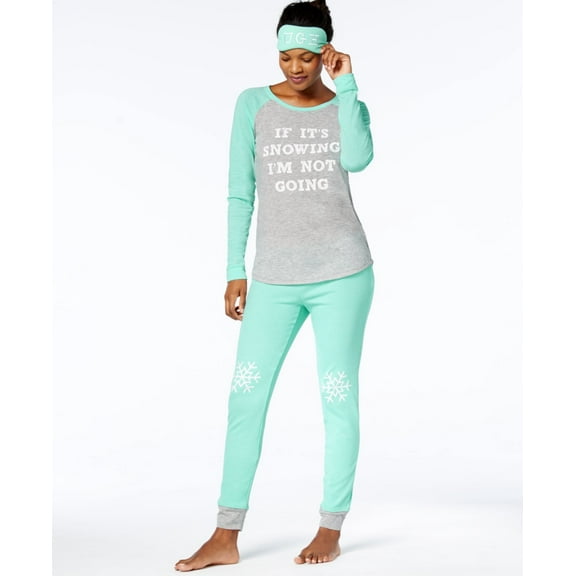 Jenni by Jennifer Moore Womens Eye Mask, Graphic Pants and Top Pajama Set