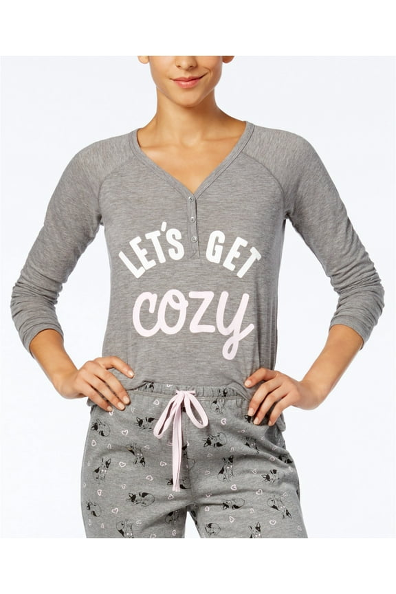 Womens Graphic Print Pajama Top Only,1-Piece, X-Small, Lets Get Cozy