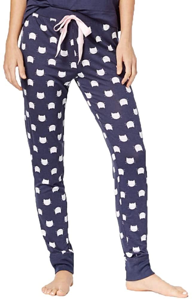 Jenni by Jennifer Moore Womens Jogger Pajama Pants Blue Nairobi Cats XS
