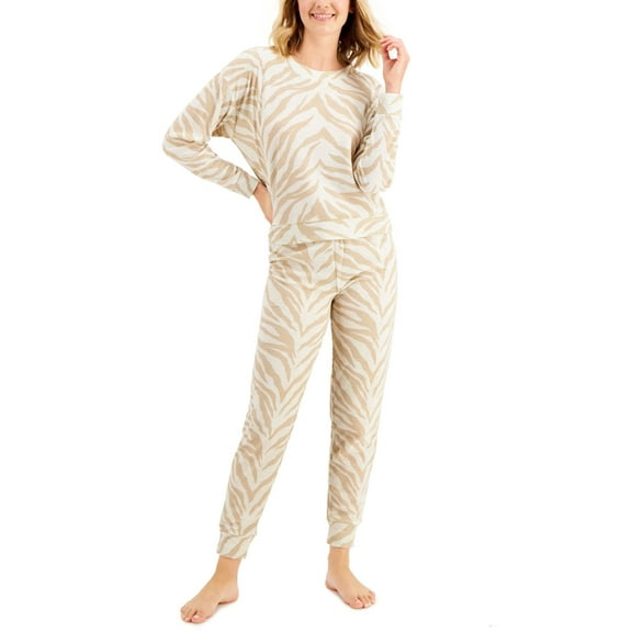 Jenni by Jennifer Moore Womens Long Sleeve Waffle Pajama Top and Jogger Set