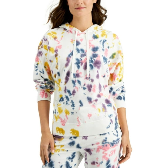 Jenni by Jennifer Moore Womens On Repeat Hooded Pajama Top Only,1-Piece, X-Large, Bold Tiedye