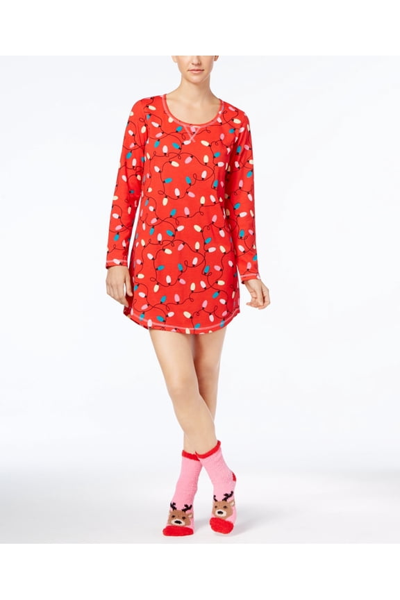 Womens Sleepwear Graphic Sleepshirt With Socks 2 Piece S;Small