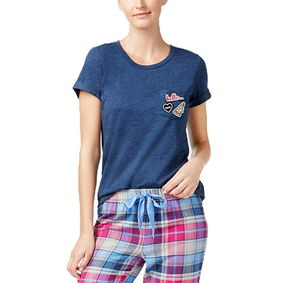 Jenni by Jennifer Moore Womens Sleepwear Printed Boat Neck Pajama Top Only,1-PC, S, Navy
