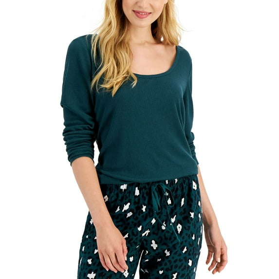 Jenni by Jennifer Moore Womens Solid Long-Sleeve Pajama Top Only,1-Piece, Medium, June Bug