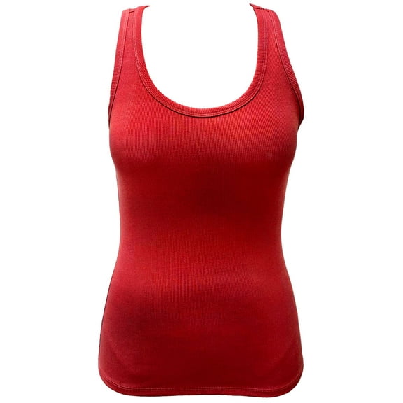 Jenni by Jennifer Moore Womens Solid Ribbed Tank Top,True Red,Medium