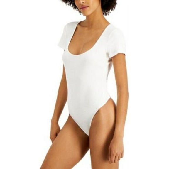 Jenni by Jennifer Moore Womens Square Neck Ribbed Bodysuit;Meidum