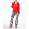 thumbnail image 1 of Jenni by Jennifer Moore Womens Top and Printed Fleece Pants Pajama Set;Large, 1 of 1