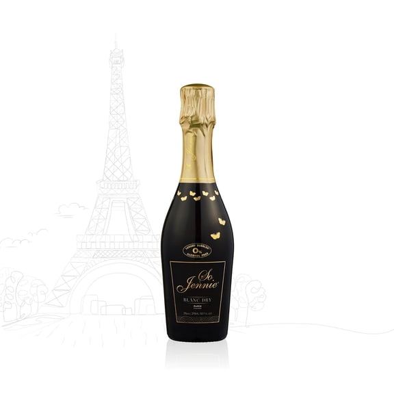 So Jennie Paris Alcohol-Free Blanc Dry Sparkling Wine - Certified Halal, Low Calorie, Sulfite Free - No Preservatives, No Added Sugar (375ml, Case of 6)
