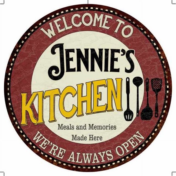 Jennie's Kitchen 12" Round Metal Sign Bar Game Room Wall Dco 200120040267