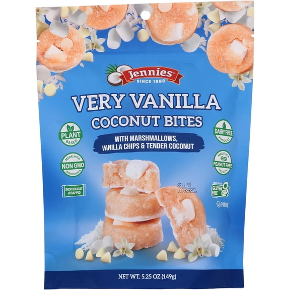 Jennies Vanilla Coconut Bites with Marshmallows and Vanilla Chips Cookie, Gluten Free, Dairy Free, 5.25 Ounce (Pack of 1)