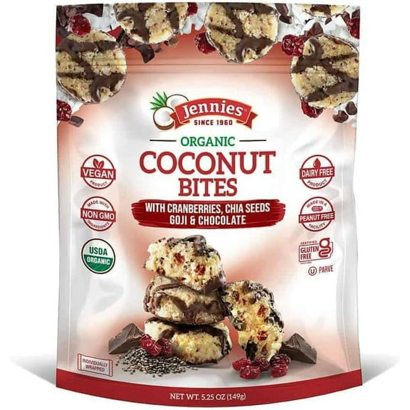 Jennies Organic Coconut Bites with Goji and Chia -- 5.25 oz