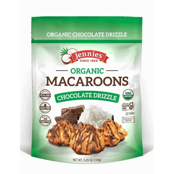 Jennies Organic Macaroons Chocolate Drizzle - 5.25 oz Pack of 4
