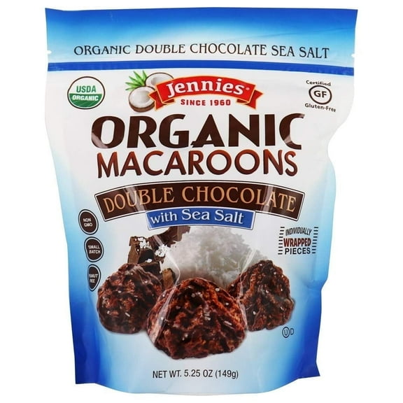 Jennies Organic Macaroons Double Chocolate Sea Salt 5.25 oz Pack of 2