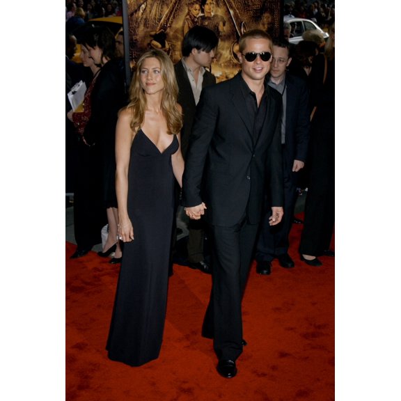 Jennifer Aniston And Brad Pitt Attend The U.S. Premiere Of Troy At The Ziegfeld Theater May 10, 2004 In New York City (Photo David BlackmanEverett Collection) Celebrity (8 x 10)
