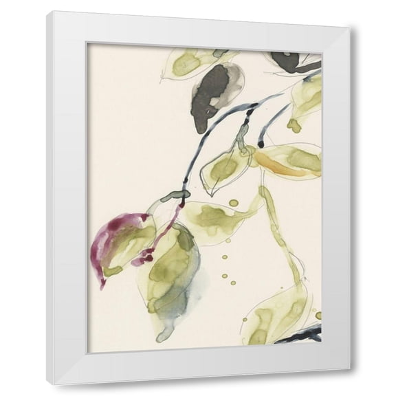 Jennifer Goldberger 4x14 White Modern Wood Framed Wall Art Titled - Leaf Branch Triptych I