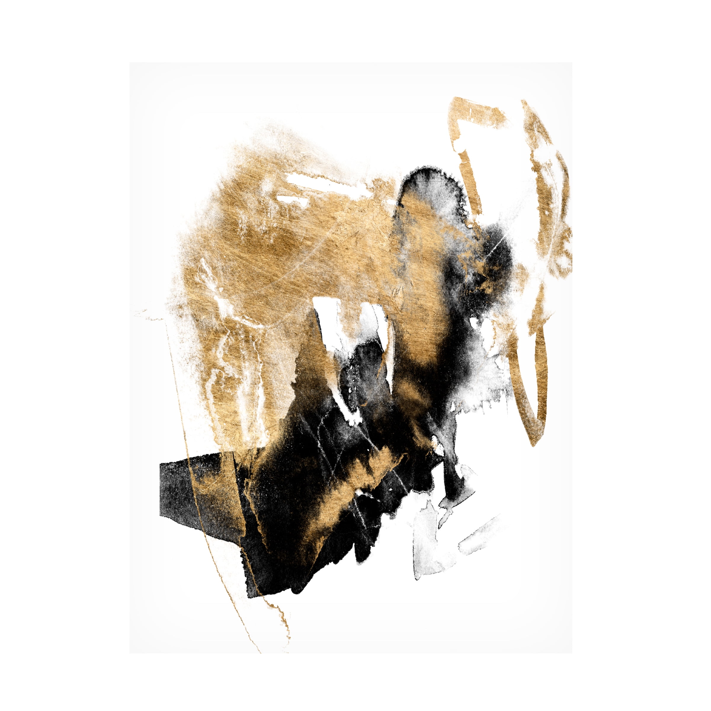 Black and Gold Abstract Canvas Art, 14" x 19"