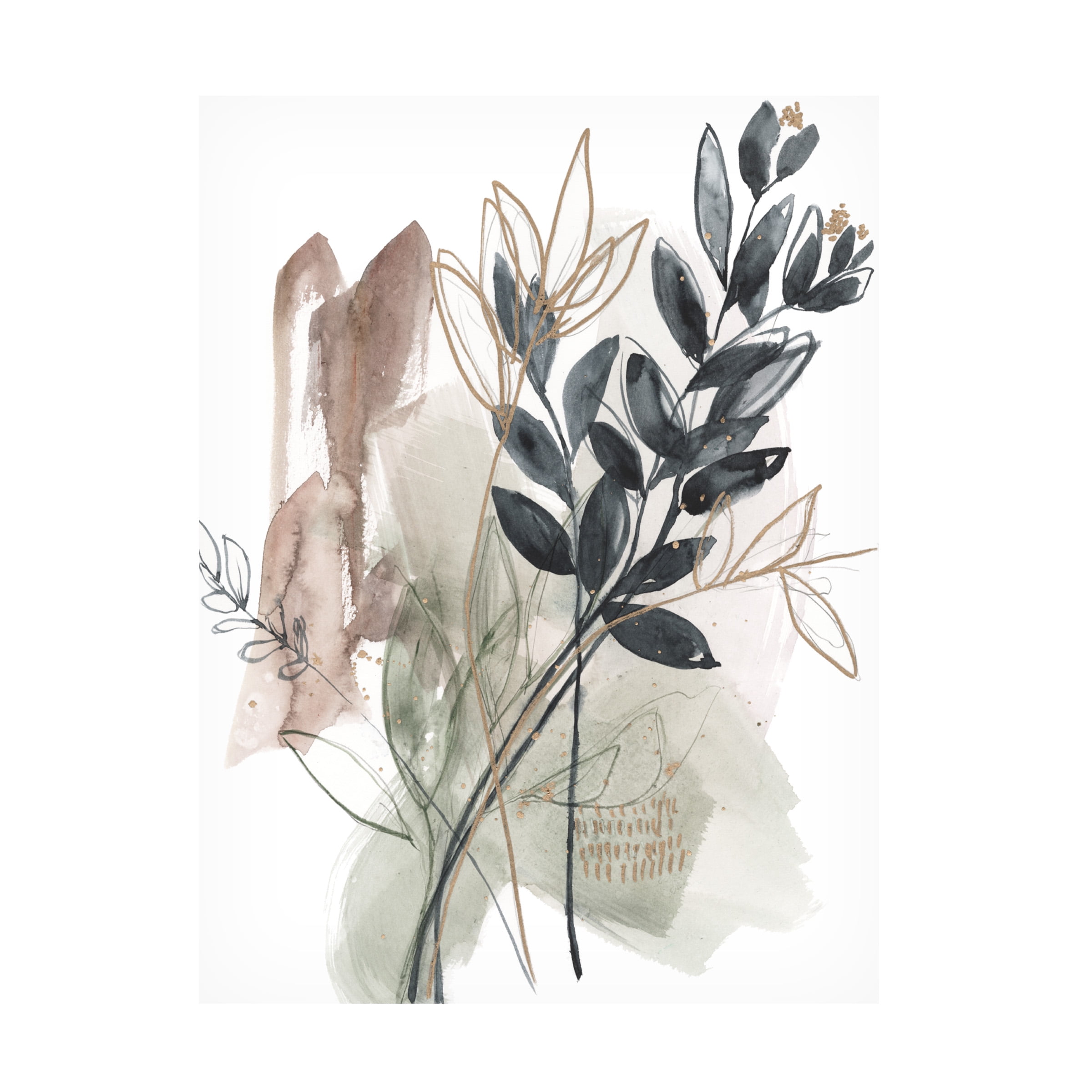 Abstract Floral Canvas Art in Neutral Tones, 14" x 19"