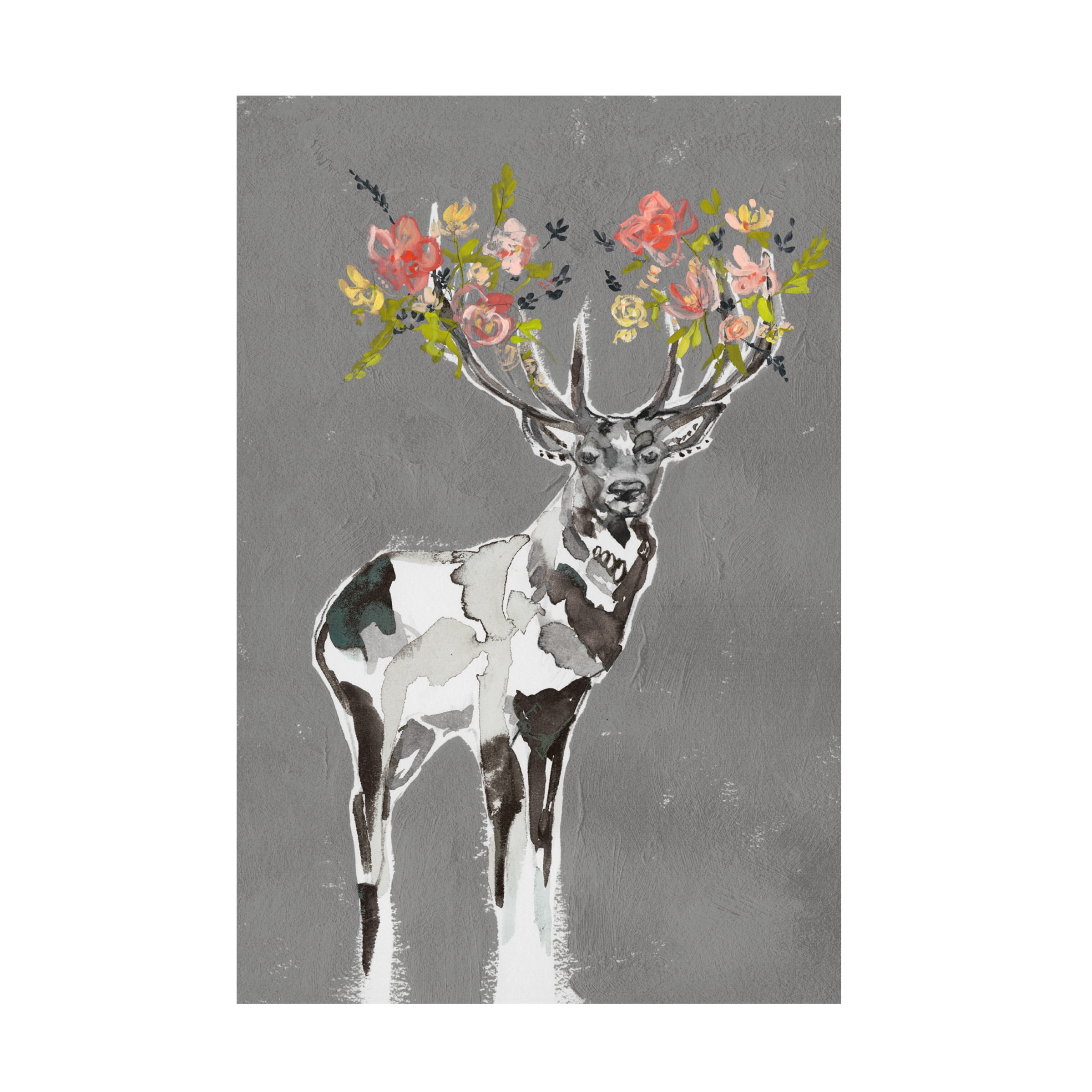 Jennifer Goldberger 'Deer And Flowers I' Canvas Art