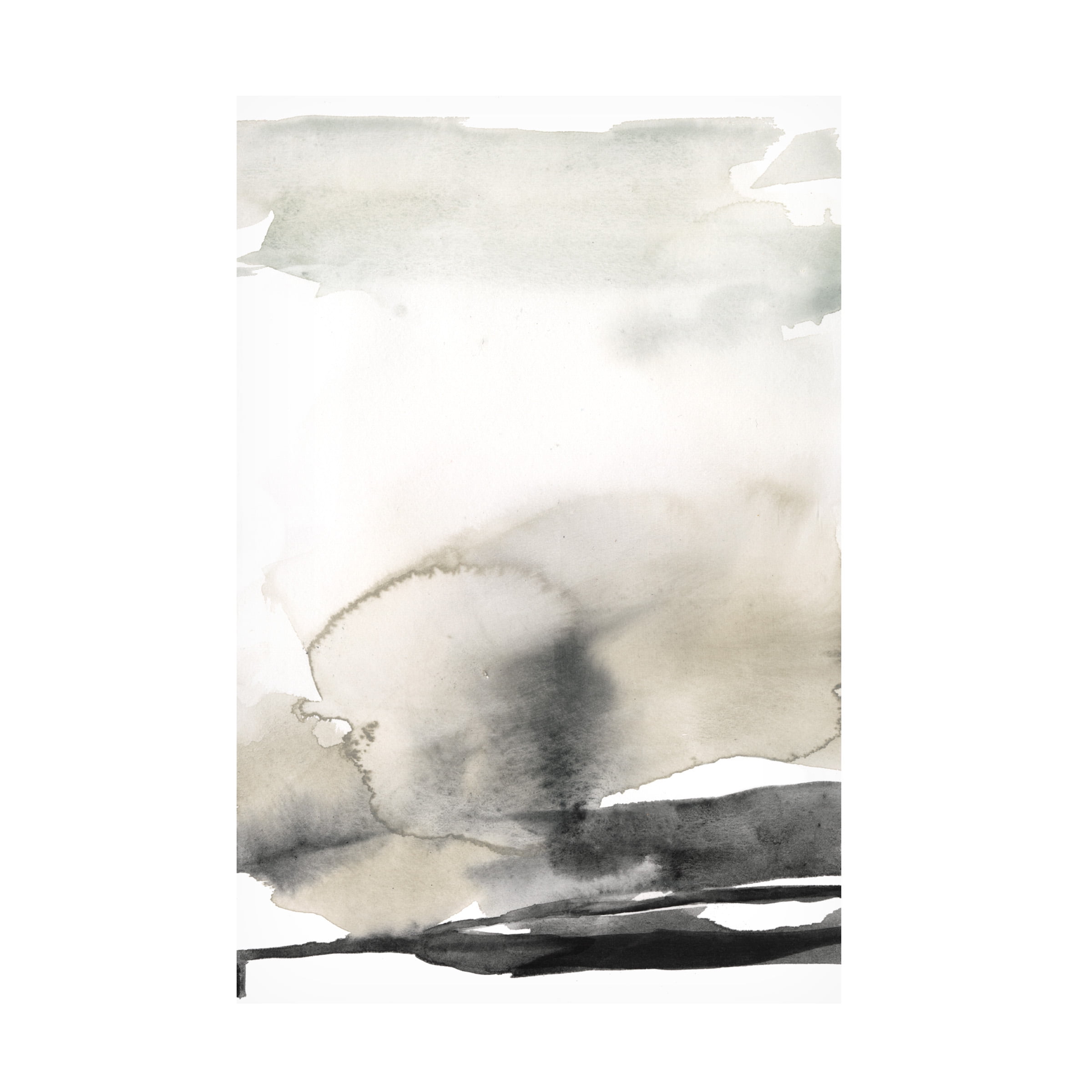 Ebony Horizon Abstract Canvas Art in White and Gray