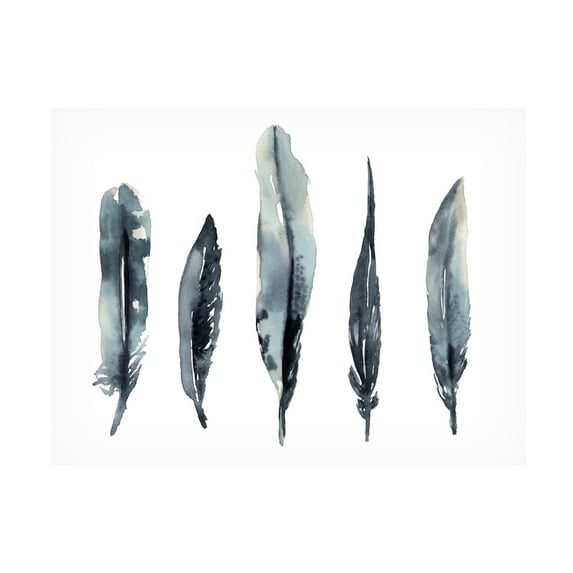 Jennifer Goldberger 'Indigo Feathers I' Canvas Art