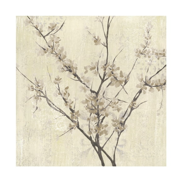 Jennifer Goldberger 'Neutral Blossoms On Cream I' Canvas Art