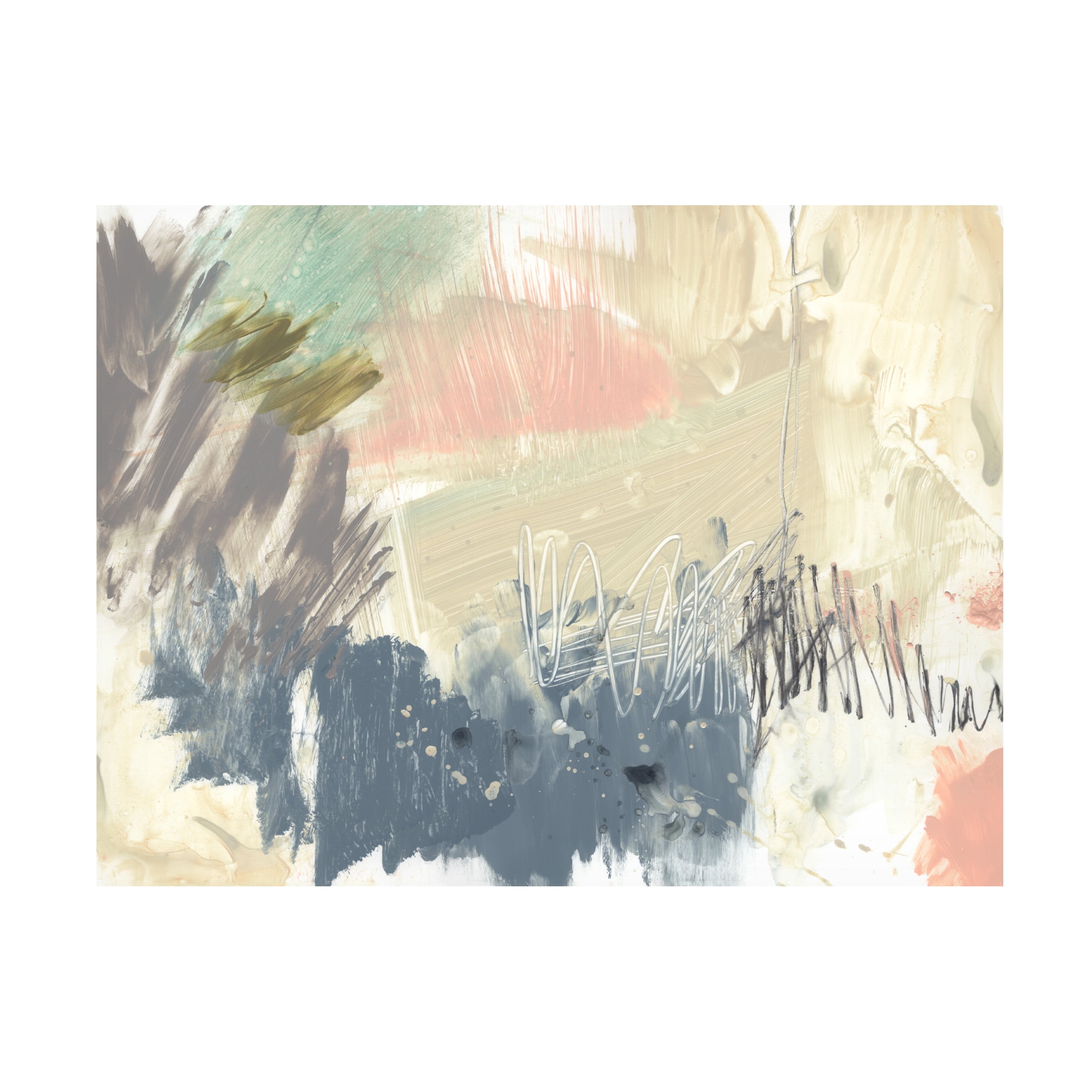 Pastel Immersion Abstract Canvas Art in White and Gray