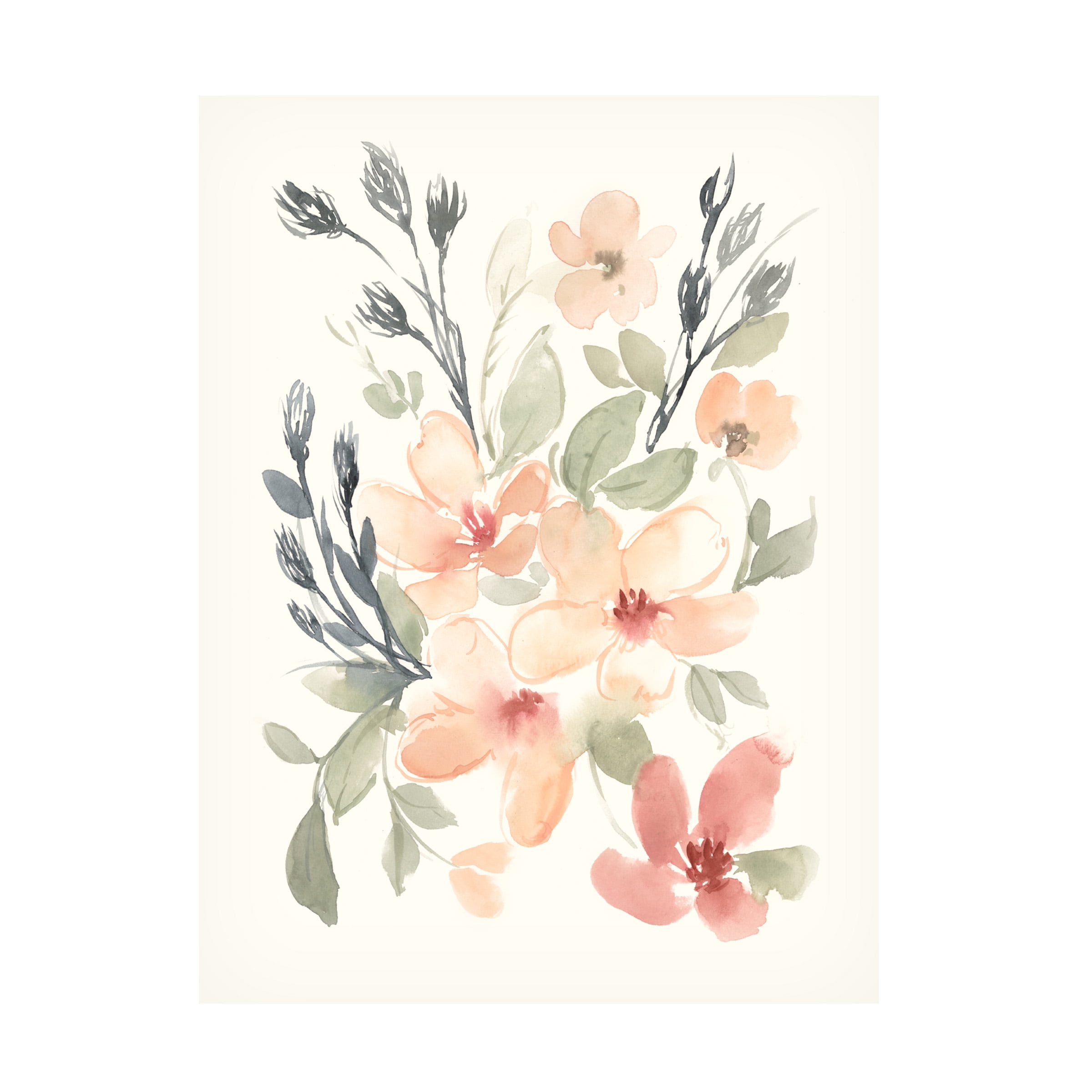 Jennifer Goldberger 'Peachy Pink Blooms I' Canvas Art
