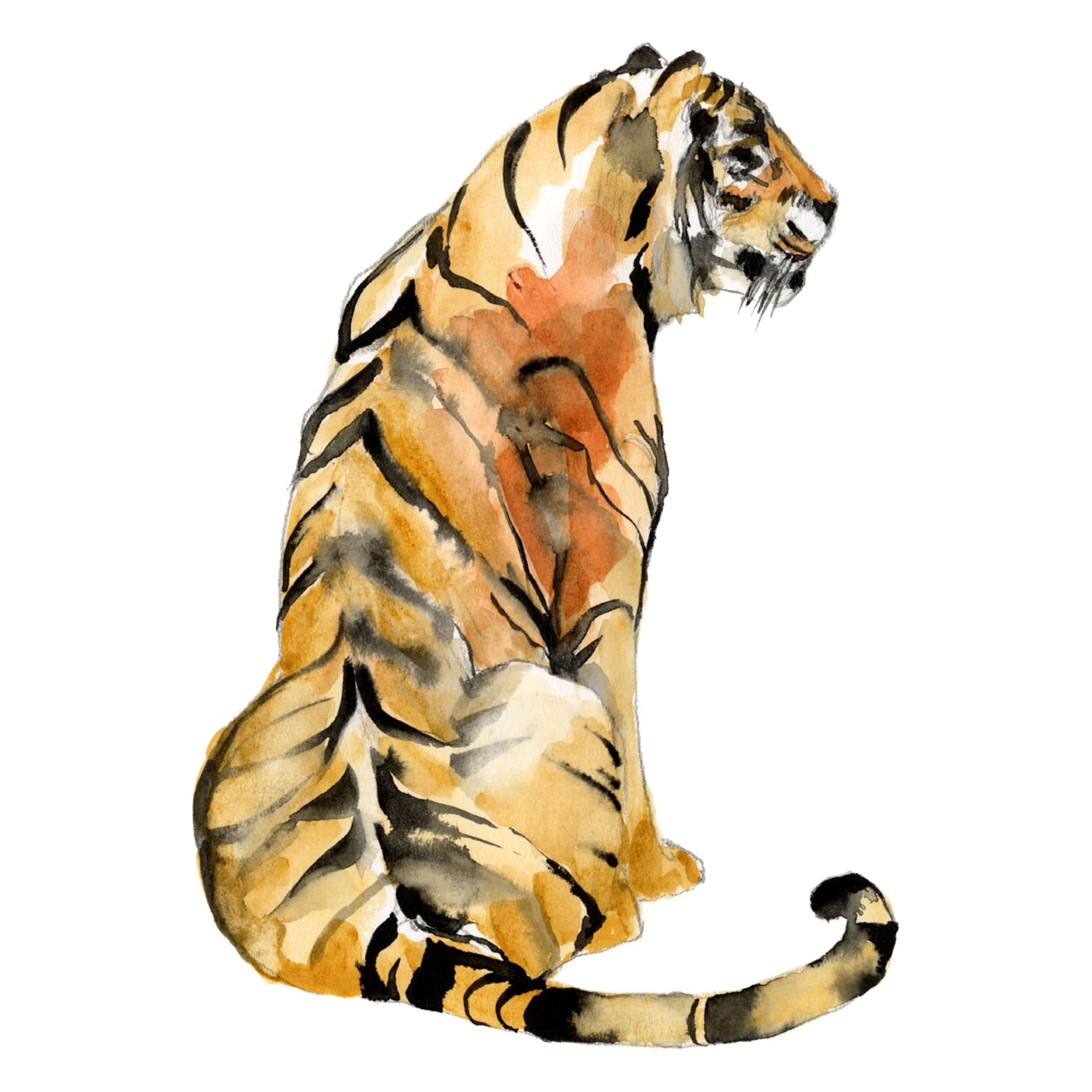 Jennifer Goldberger 'Sitting Tiger I' Canvas Art