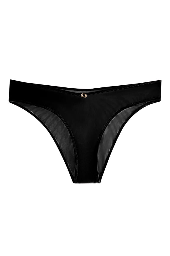 Smooth Satin Cheeky Panty with Center Charm Black Only Sizes (S–XL)