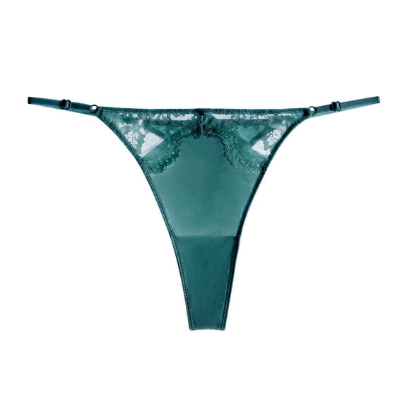 Jennifer Intimate Thong Peacock Lace Front Smooth Satin Finish No Panty Lines Emerald Green Only Sizes (S/M–L/XL)
