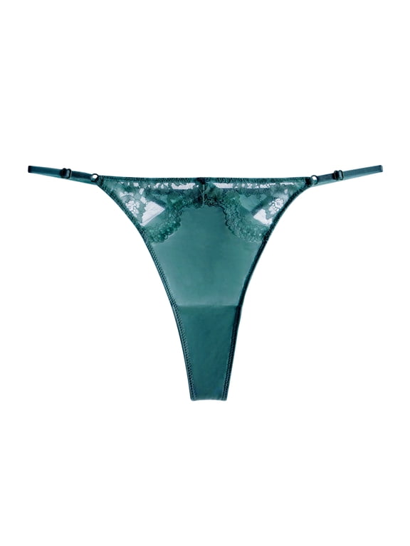 Thong Peacock Lace Front Smooth Satin Finish No Panty Lines