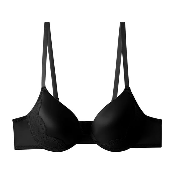 Jennifer Intimate Very Elegant Bra Smooth Satin Finish with Peacock Lace Design in Black Only Sizes (32B–40C)