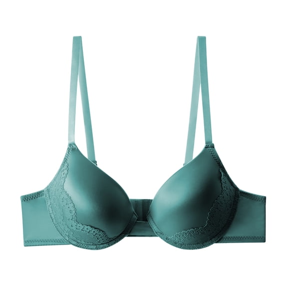 Jennifer Intimate Very Elegant Bra Smooth Satin Finish with Peacock Lace Design in Emerald Green Only Sizes (32B–40C)