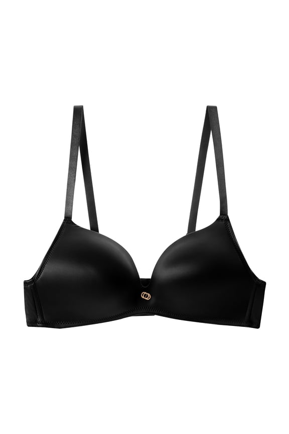 Wireless Bra Smooth Satin Finish with Center Charm Black Only Sizes (32B–40C)