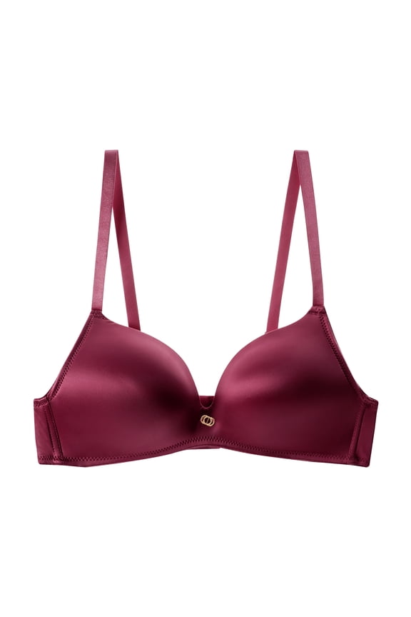 Wireless Bra Smooth Satin Finish with Center Charm Mauve Only Sizes (32B–40C)