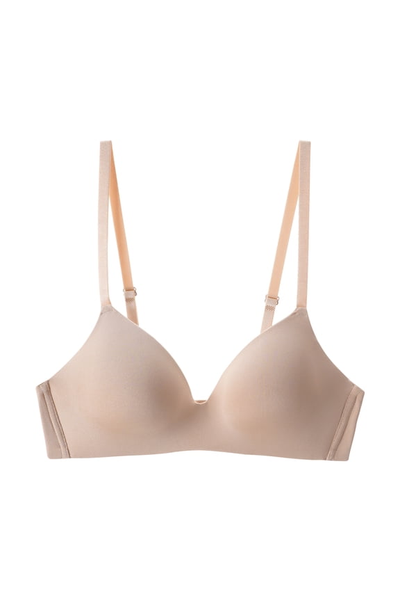 Women’s Lightly Lined Scoop Bra with No Underwire Shiny Nylon Fabric Convertible Straps Double Layered Wing Support Available in Nude Only Sizes (32B-40C)