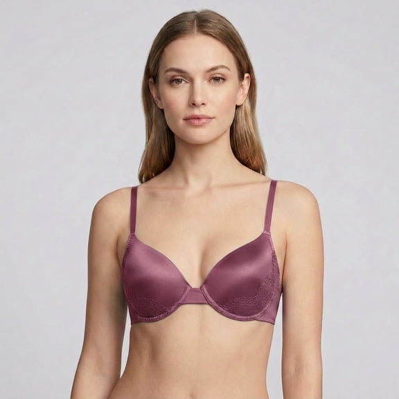Jennifer Intimate Women's Smooth Satin Bra with Lace Trim(32B-40C)