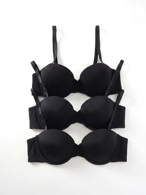 3 Pack Women’s Lightly Lined Strapless Bra with Underwire Support Shiny Nylon Fabric Convertible Straps Double Layered Wing Support Available (32B-40C)