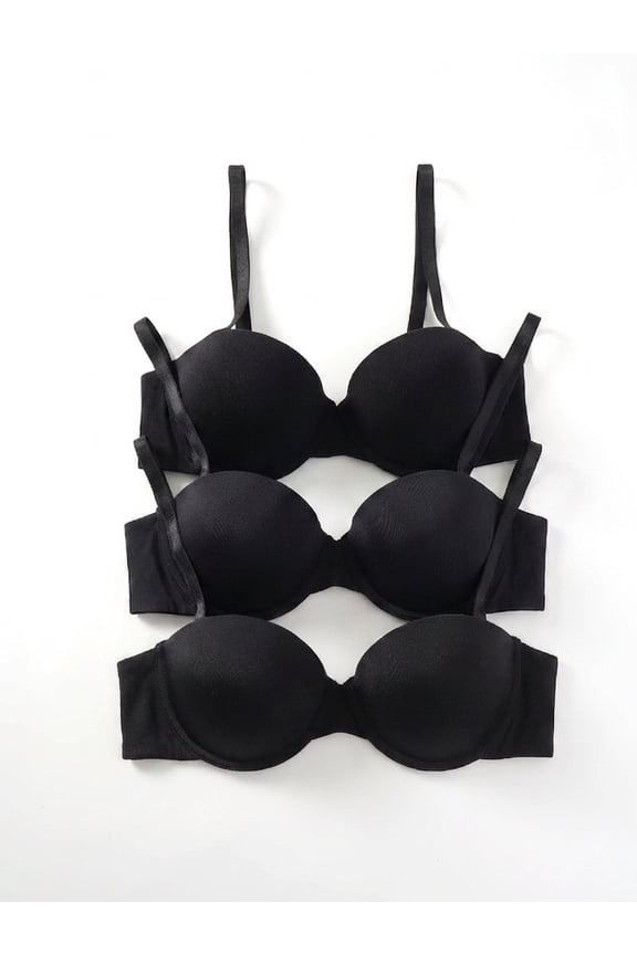 3 Pack Women’s Lightly Lined Strapless Bra with Underwire Support Shiny Nylon Fabric Convertible Straps Double Layered Wing Support Available (32B-40C)