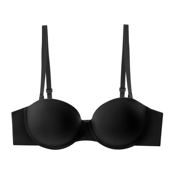 Jennifer IntimateWomen’s Lightly Lined Balconette Bra with Underwire Support Shiny Nylon Fabric Convertible Straps Double Layered Wing Support Available in Black Only Sizes (32B-40C)