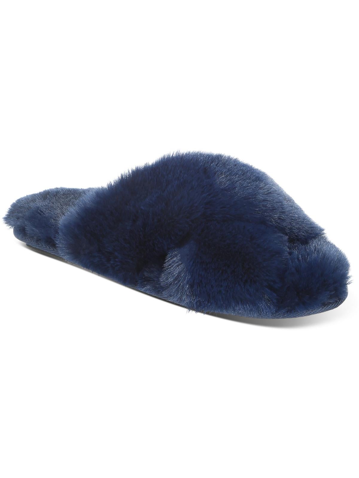 criss cross faux fur slides