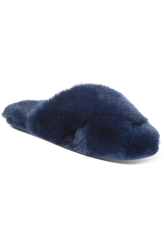 s Womens Faux Fur Criss Cross Slides Slide Slippers