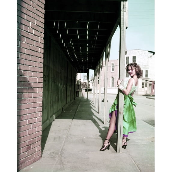 Jennifer Jones leggy pose in western town 24x36 Movie Poster HD Aluminum Wall Art