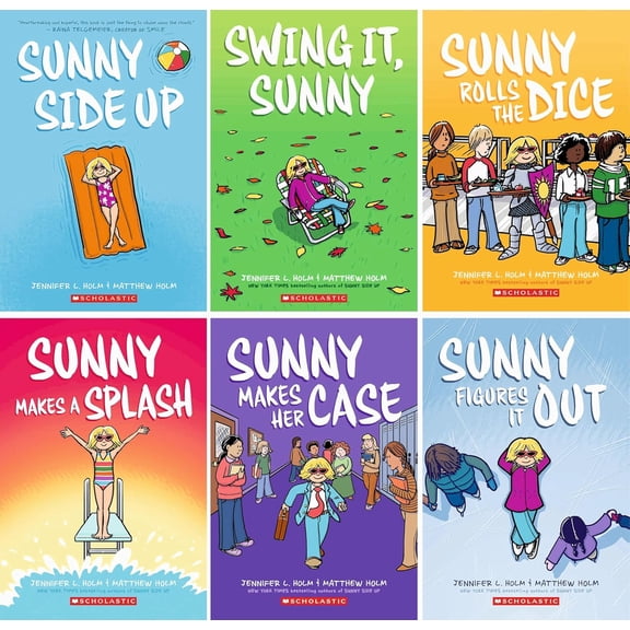 Jennifer L. Holms Sunny Series Collection Complete 6-Book Novel Set(Sunny Side Up,Swing It, Sunny,Sunny Rolls the Dice,Sunny Makes a Splash,Sunny Makes Her Case,Sunny Figures It Out))