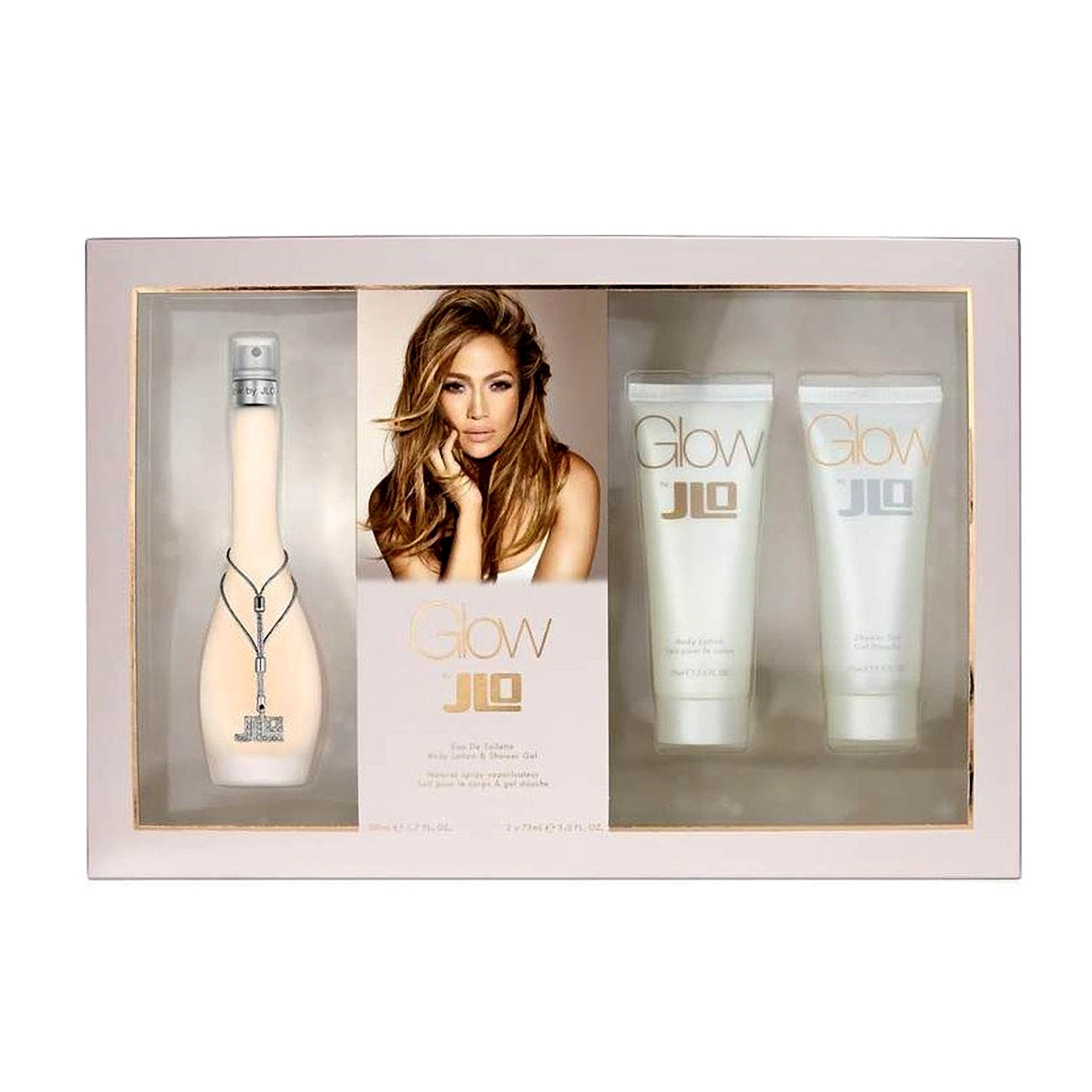 Jennifer Lopez Glow 3 Piece Gift Set for Women (EDT 3.4oz, Body